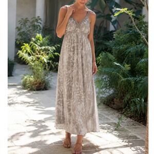 Soft Surroundings Abstract Print Braided Strap Maxi Dress TXL